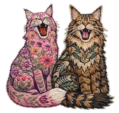 pink and brown cats